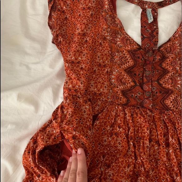 Free People orange flowy dress - Picture 2 of 3